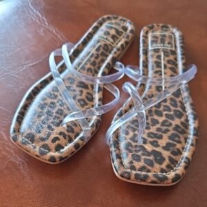 Dolce Vita Leopard Print Sandals with Clear Straps